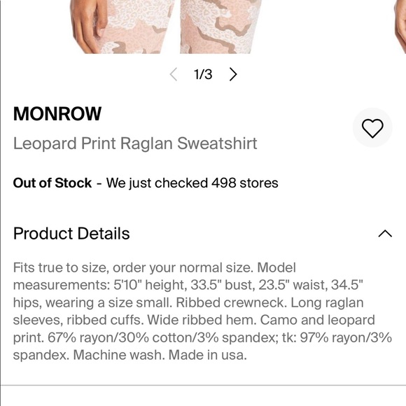 Monrow Leopard Print Raglan Crewneck, Size XL - Picture 3 of 7